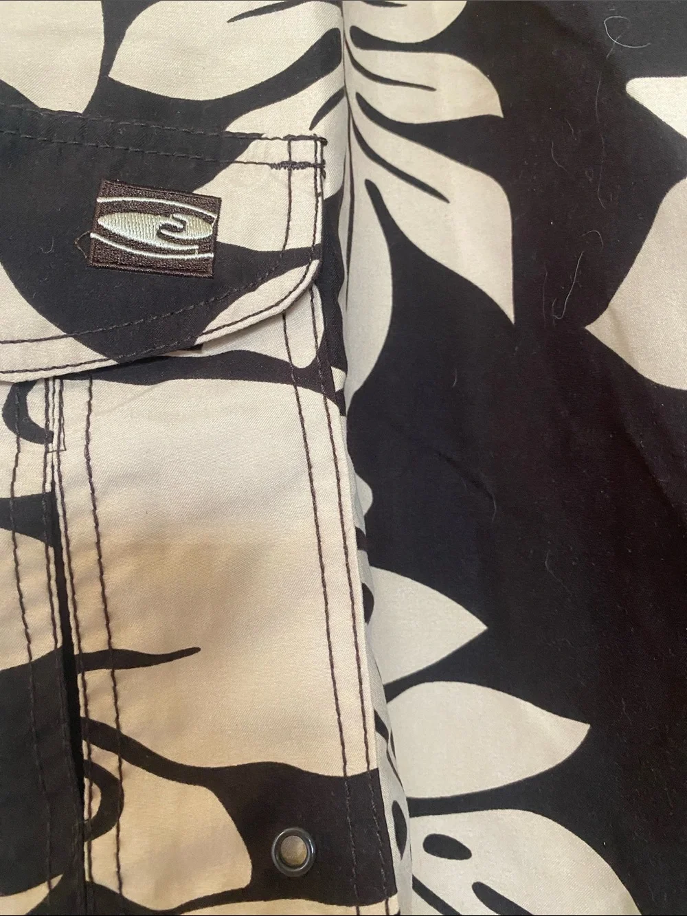 Men's Brown & Cream Floral Cargo Swim Board Shorts